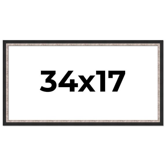 34x17 Frame Silver Real Wood Picture Frame Width 1.25 Inches | Interior Frame Depth 0.75 Inches |
