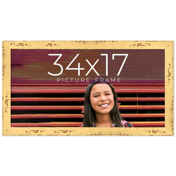 34x17 Frame Yellow Real Wood Picture Frame Width 1.25 inches | Interior Frame Depth 0.5 inches |
