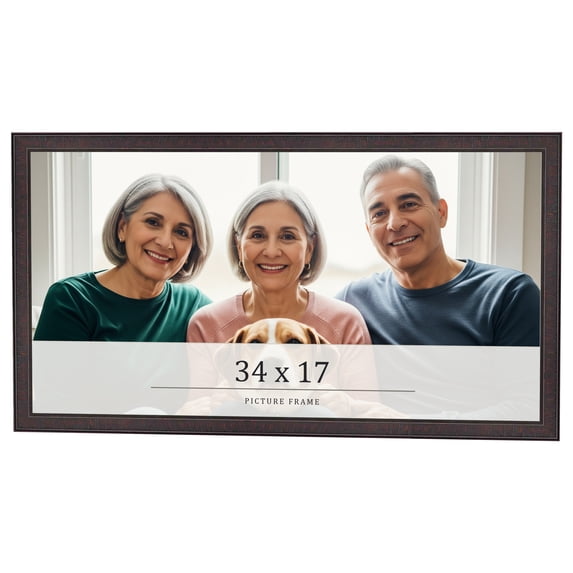 34x17 Rustic Brown Real Wood Picture Frame Width 0.75 inches | Interior Frame Depth 0.5 inches |