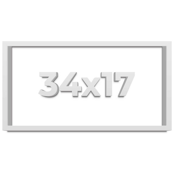 34x17 Shadow Box High Gloss White Display Frame | 1.625 Inches Deep | 1 Inch Moulding Width | Solid