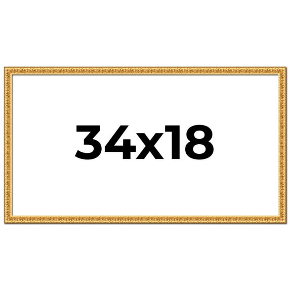 34x18 Frame Gold Real Wood Picture Frame Width 1 inches | Interior Frame Depth 0.5 inches | Edwina