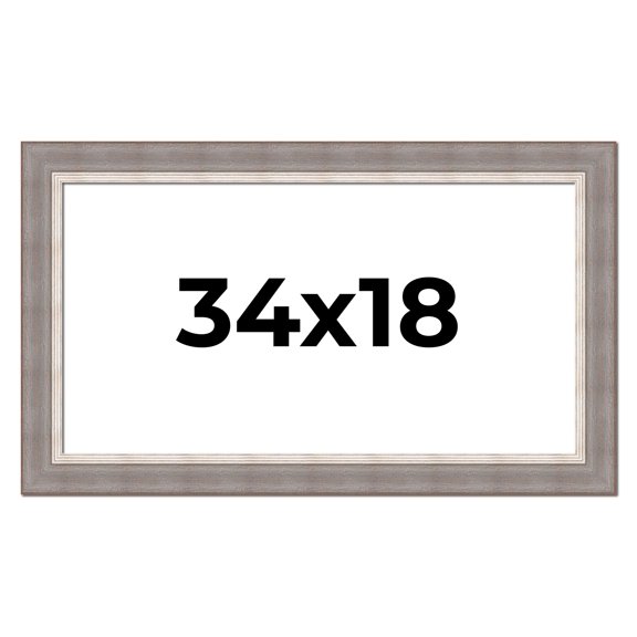 34x18 Frame Grey Real Wood Picture Frame Width 2.75 Inches | Interior Frame Depth 0.5 Inches |