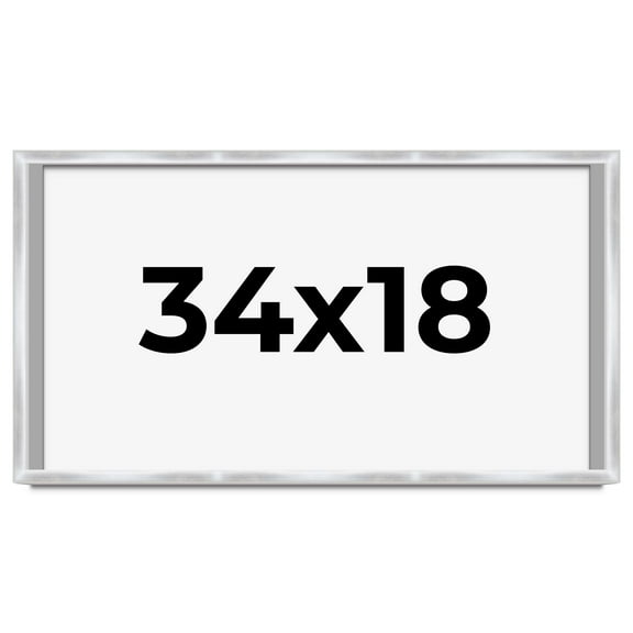 34x18 Frame Silver Whitewashed Wood Grain Solid Wood Shadow Box | 0.75 Inch Moulding Width | 0.75