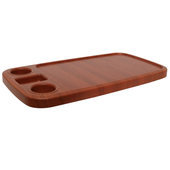 34x18 Inch Rectangular Pontoon Boat Table Top, Removable Marine RV Table with Built-in Cup and Phone Holders, Waterproof ABS Plastic, Wood grain color