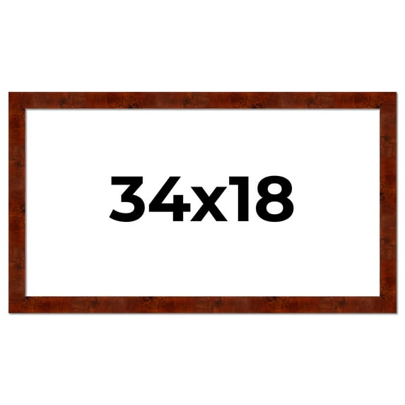 34x18 Walnut Brown Veneer Real Wood Picture Frame Width 1.75 inches | Interior Frame Depth 0.5