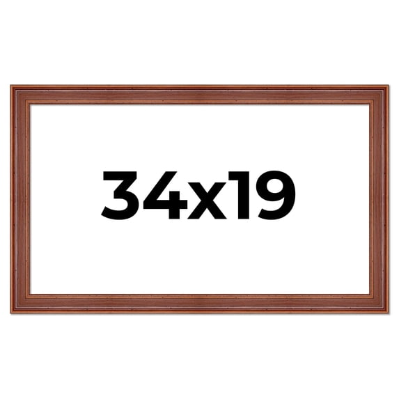 34x19 Frame Brown Old Farmhouse Waxed Board 2" Wide Wood Frame Width 2 Inches | Interior Depth 0.5