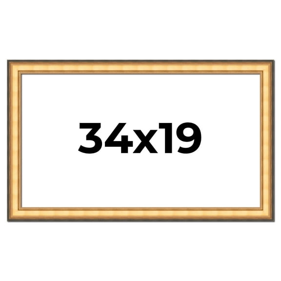 34x19 Frame Gold Plein Aire Solid Wood Picture Frame Width 2 Inches | Interior Frame Depth 0.5