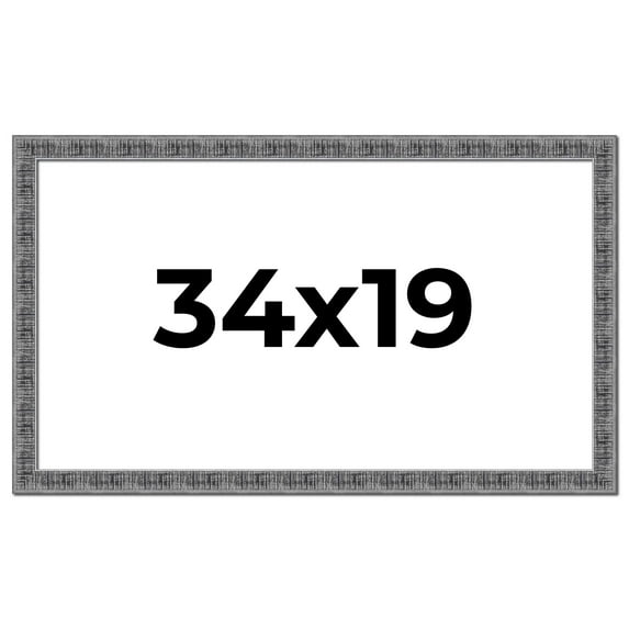 34x19 Frame Silver Black Rustic Sonoma Solid Wood Picture Frame | 1.5 Inch Moulding Width |