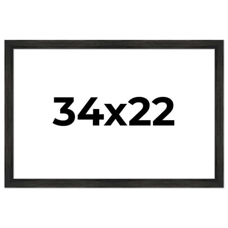 34x22 Black Rustic Wide Barnwood Picture Frame - UV Acrylic, Foam Board Backing, Hanging Hardware