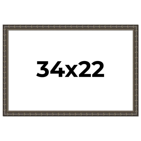 34x22 Frame Black Bamboo Solid Wood Picture Frame Width 1.5 Inches | Interior Frame Depth 0.5