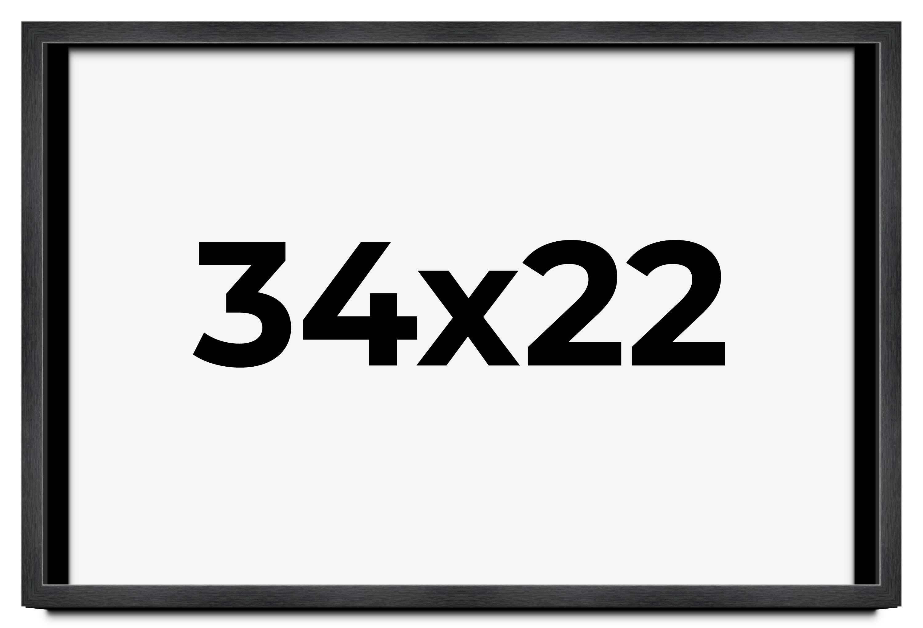 34x22 Frame Black Charcoal Grey Wood Textured Picture Frame | 0.75 Inch ...