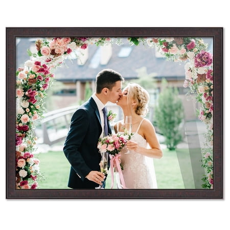 34x22 Frame Brown Picture Frame - Complete Modern Photo Frame Includes UV Acrylic Shatter Guard Front, Acid Free