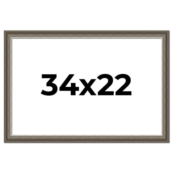 34x22 Frame Brown Solid Wood Picture Frame | 1.75 Inch Moulding Width | Austin Frame Complete with