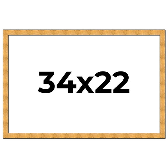 34x22 Frame Gold Rustic Solid Wood Picture Frame | 1.25 Inch Wide Moulding | Rustique Gold