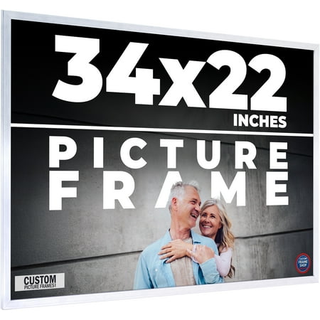 34x22 Silver Stainless Steel Wood Picture Frame - With Acrylic Front and Foam Board Backing