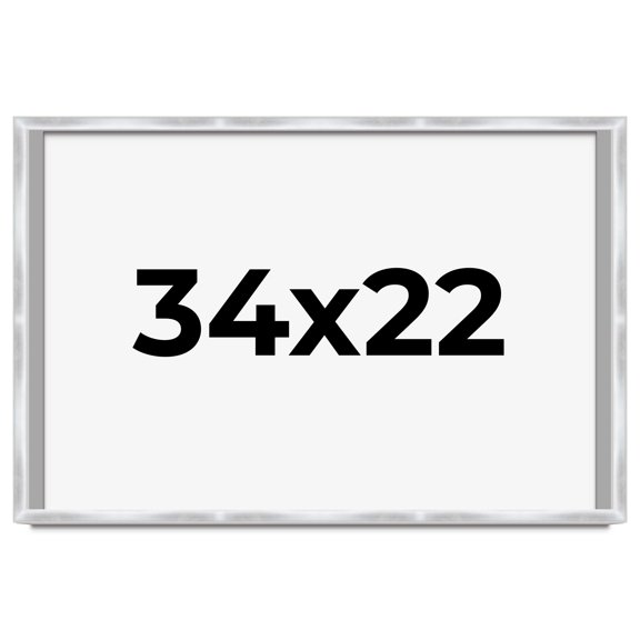 34x22 Frame Silver Whitewashed Wood Grain Solid Wood Shadow Box | 0.75 Inch Moulding Width | 0.75