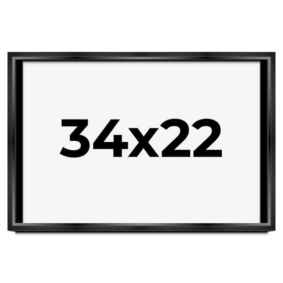34x22 Shadow Box Frame Black | 1.25 inches Deep Real Wood Contemporary Shadowbox Display Frame | UV