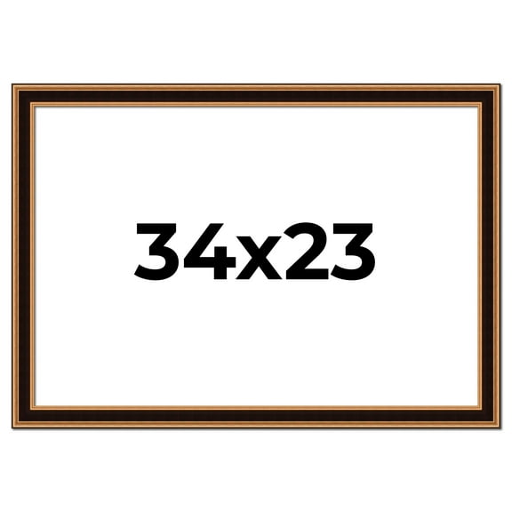 34x23 Frame Gold Brown Plein Air Vintage Solid Wood Picture Frame | 1.75 Inches Moulding Width |