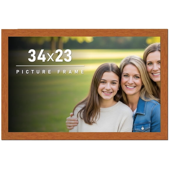 34x23 Frame Honey Pecan Brown Picture Frame - Modern Photo Frame Includes UV Acrylic Shatter Guard