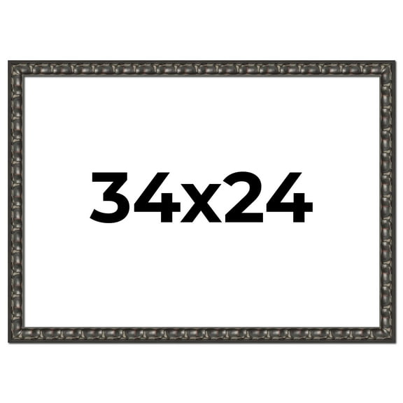 34x24 Frame Black-Brown Medieval Solid Wood Picture Frame | 1.5 Inch Moulding Width | Gotham