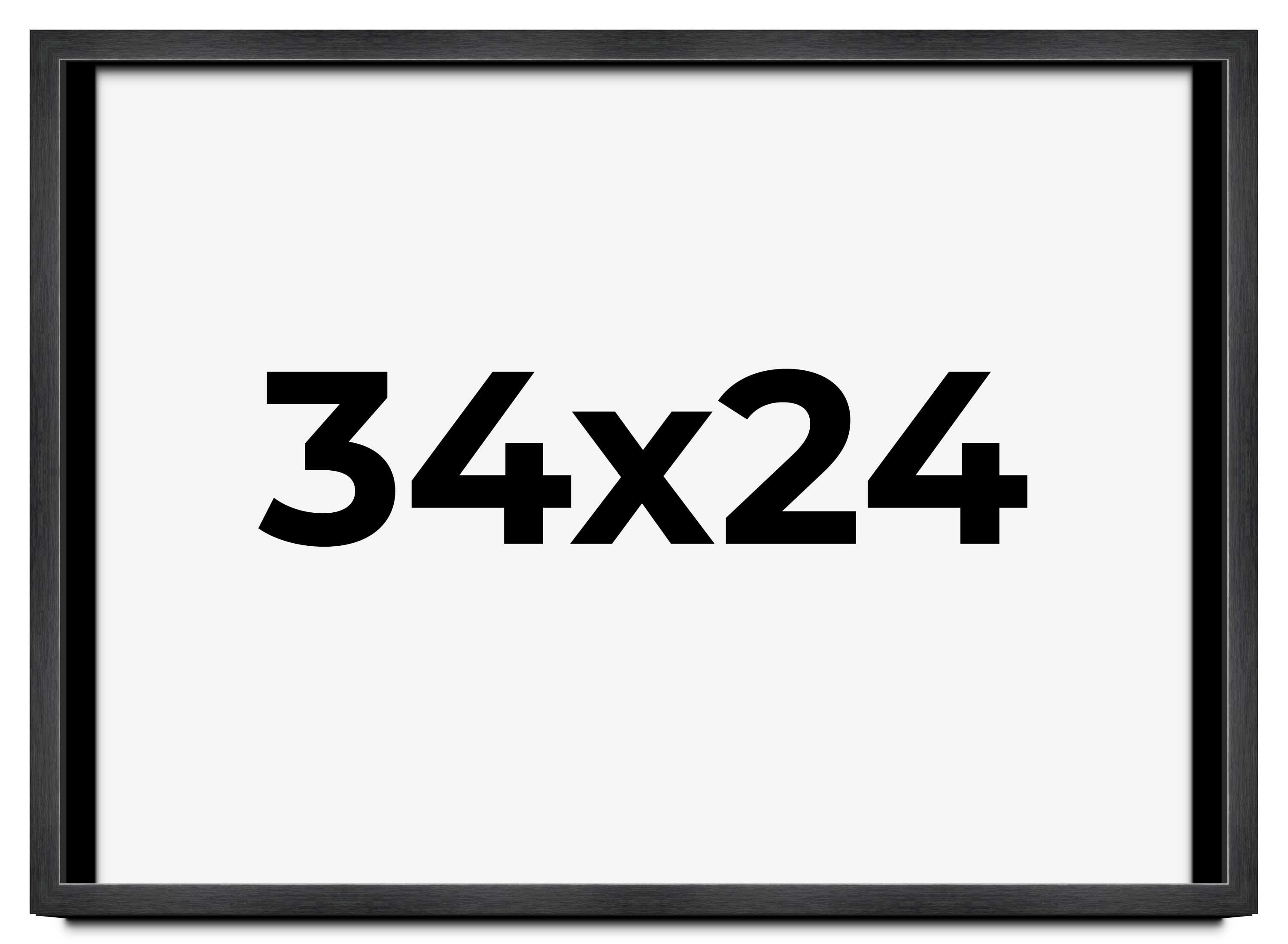 34x24 Frame Black Charcoal Grey Wood Textured Picture Frame | 0.75 Inch ...