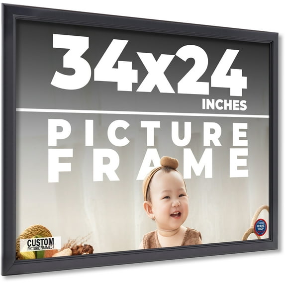 34x24 Frame Black Passaggi Solid Wood Picture Frame Width 1.5 Inches | Interior Depth 0.5 Inches |