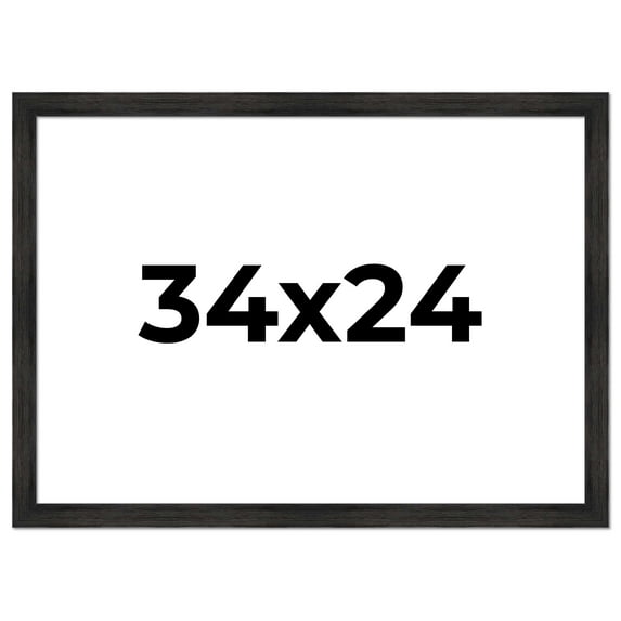 34x24 Frame Black Rustic Barnwood Solid Wood Picture Frame | 1.5 Inch Moulding Width | Includes UV