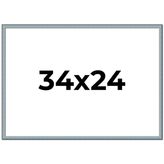 34x24 Frame Blue Scuffed Farm Board Solid Wood Picture Frame Width 0.75 Inches | Interior Depth 0.5