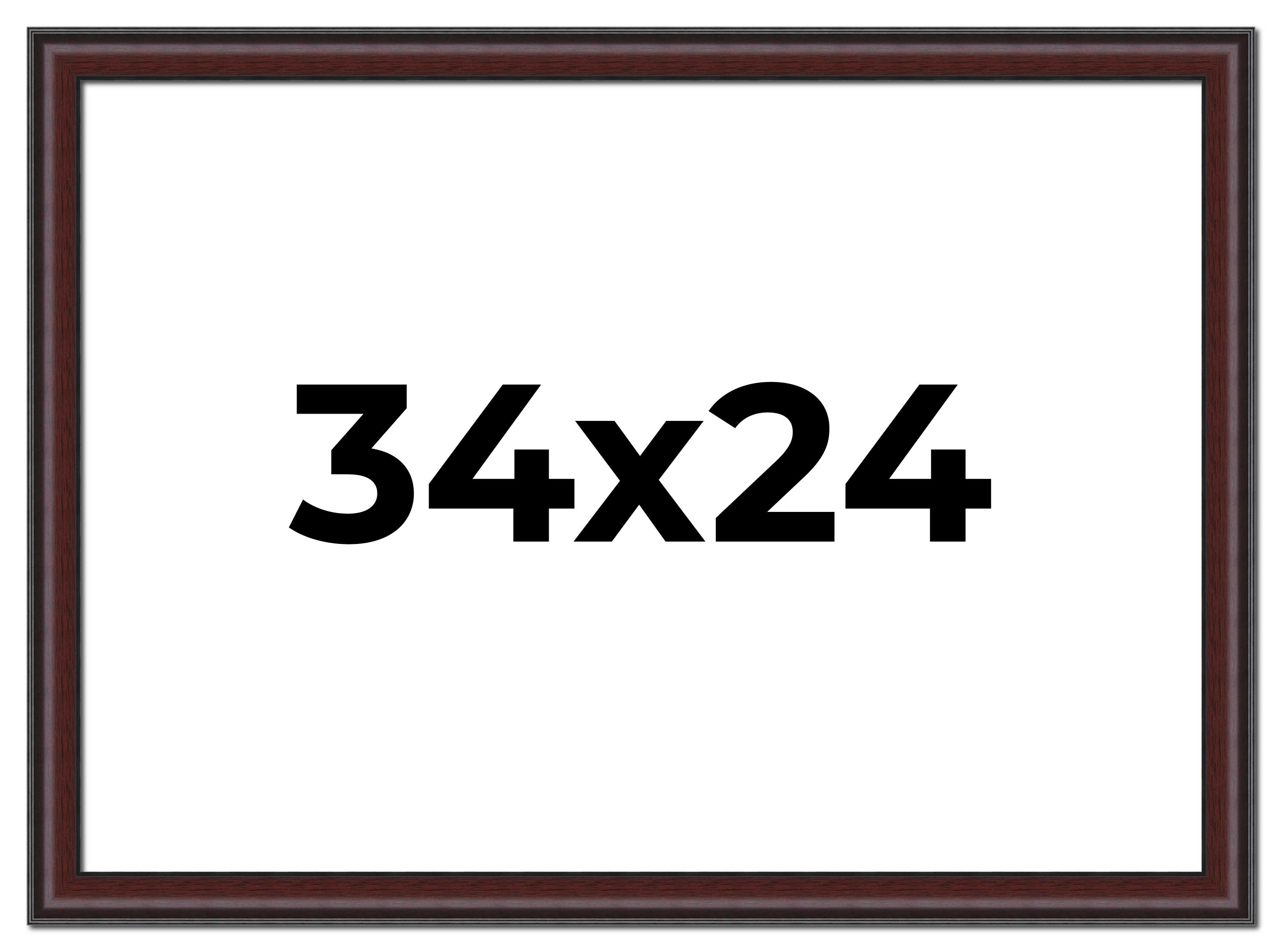 34x24 Frame Brown Round Mahogany Solid Wood Picture Frame | 1.625 Inch ...
