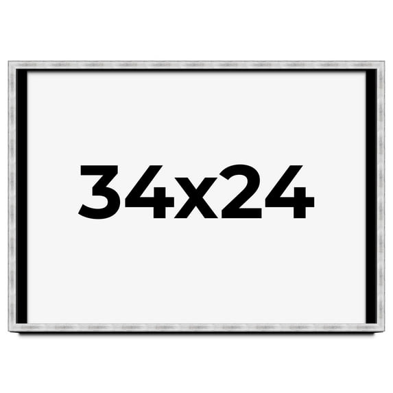 34x24 Frame Brushed Silver Solid Wood Picture Frame | 0.75 Inch Moulding Width | Rabbet Depth 0.75