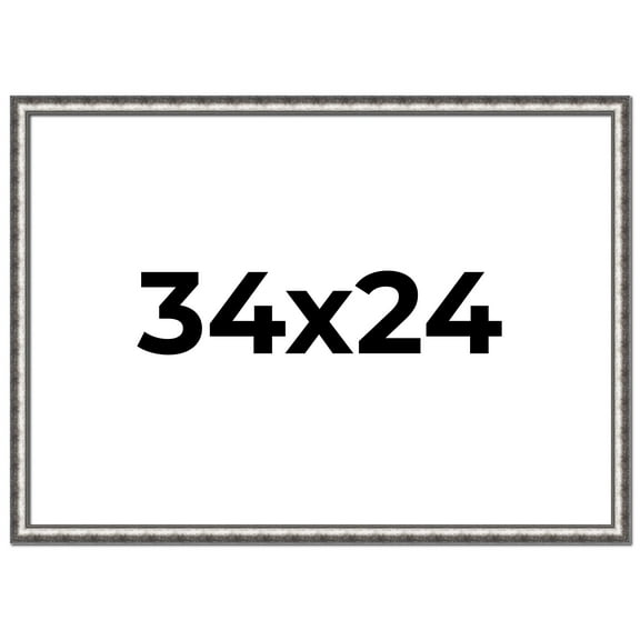 34x24 Frame Silver Real Wood Picture Frame Width 1.125 Inches | Interior Frame Depth 0.5 Inches |