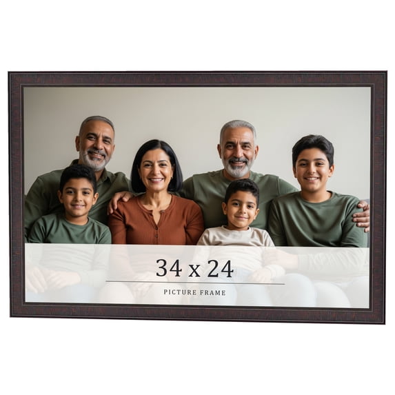 34x24 Rustic Brown Real Wood Picture Frame Width 0.75 inches | Interior Frame Depth 0.5 inches |