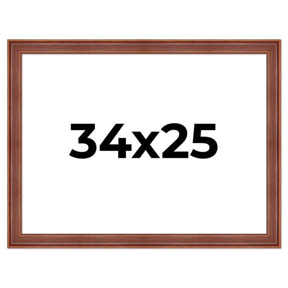 34x25 Frame Brown Old Farmhouse Waxed Board 2" Wide Wood Frame Width 2 Inches | Interior Depth 0.5