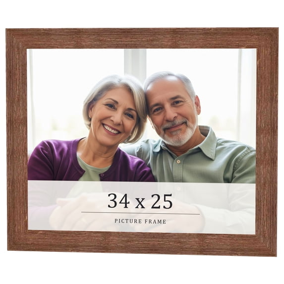 34x25 Frame Brown Farmhouse Solid Wood Picture Frame Width 1.5 Inches | Interior Frame Depth 0.5