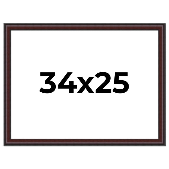 34x25 Frame Brown Round Mahogany Solid Wood Picture Frame | 1.625 Inch Moulding Width | with UV