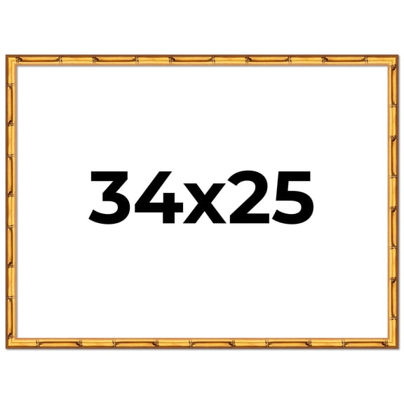 34x25 Frame Gold Bamboo Solid Wood Picture Frame | 1 Inch Moulding Width | Interior Frame Depth