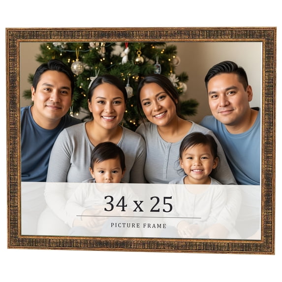 34x25 Frame Gold Kingsley Distressed Solid Wood Picture Frame Width 0.75 Inches | Interior Frame