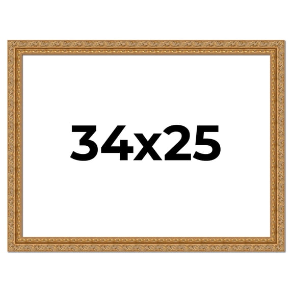 34x25 Frame Gold Ornate Solid Wood Picture Frame | 2 Inch Moulding Width | Firman Traditional Photo
