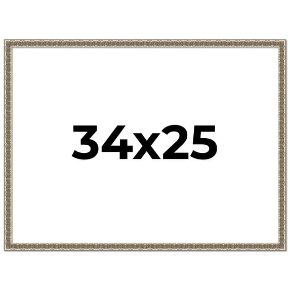 34x25 Frame Silver Versailles Ornate Solid Wood Picture Frame | 1 Inch Moulding Width | Interior