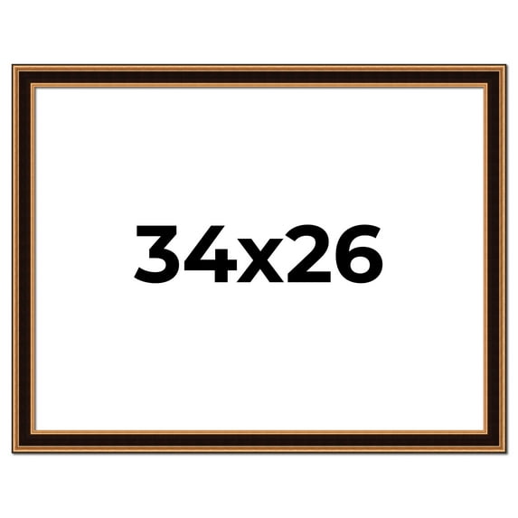 34x26 Frame Gold Brown Plein Air Vintage Solid Wood Picture Frame | 1.75 Inches Moulding Width |