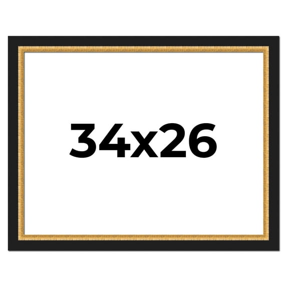 34x26 Frame Gold Real Wood Picture Frame Width 2.25 Inches | Interior Frame Depth 0.5 Inches |
