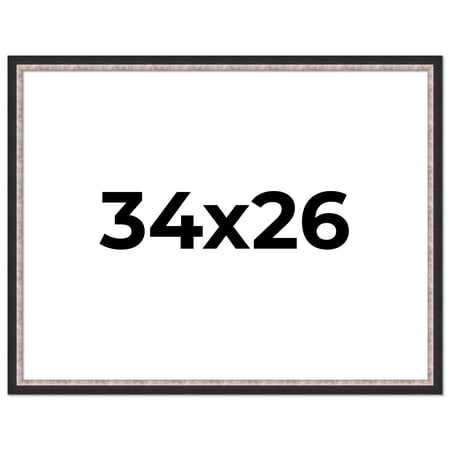 34x26 Frame Silver Real Wood Picture Frame Width 1.25 Inches | Interior Frame Depth 0.75 Inches |