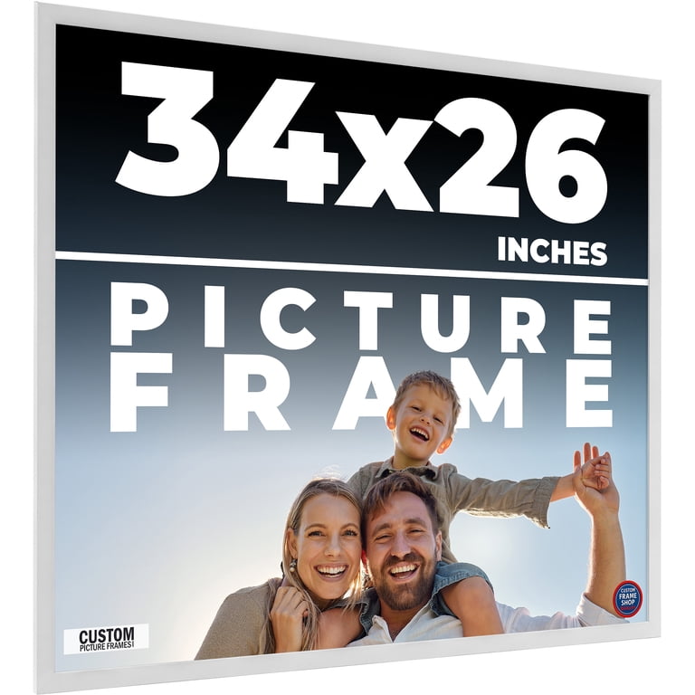 34x26 Frame White Solid Wood Picture Frame Includes UV Acrylic