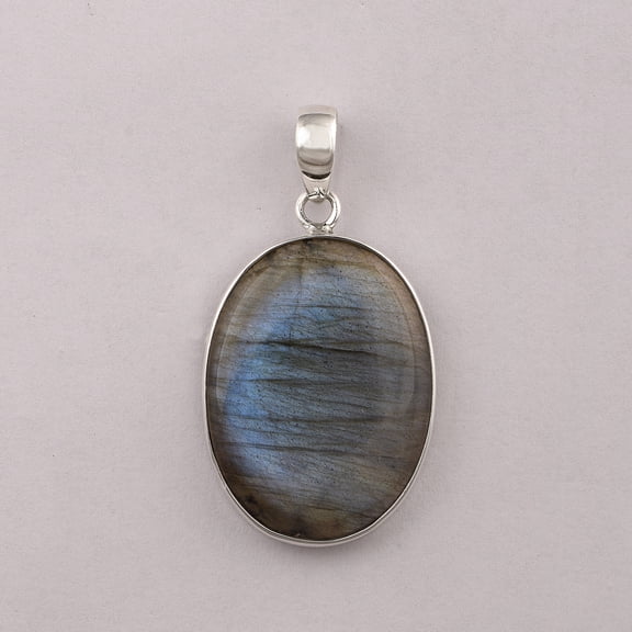 34x26 MM Oval Shape Labradorite 925 Sterling Silver Solitaire Valentines Day Gifts Pendant