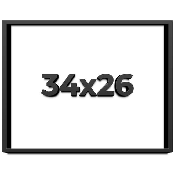 34x26 Shadow Box Frame Black | 2 Inches Deep Real Wood Contemporary Shadowbox Display Frame | UV