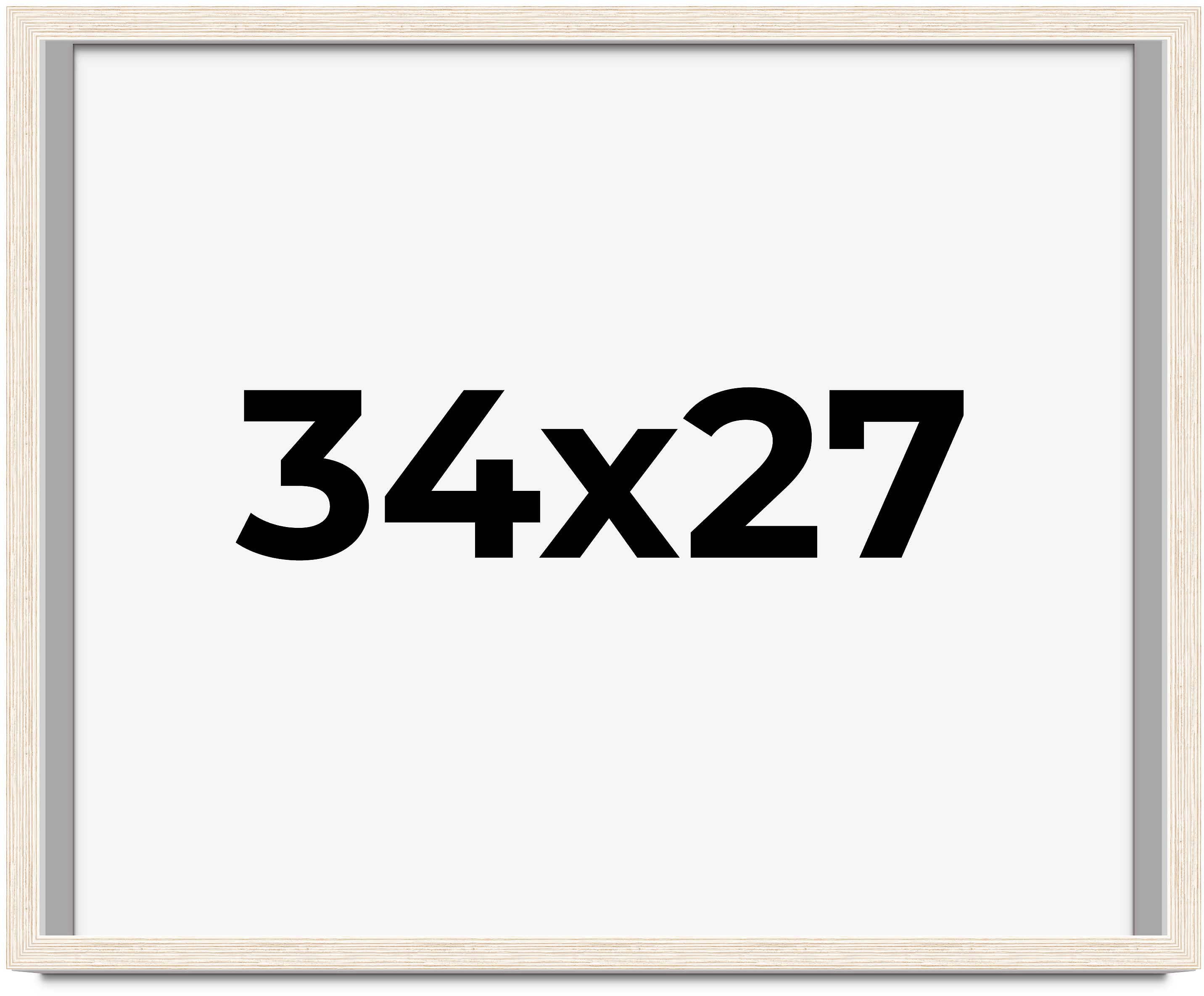 34x27 Shadow Box Frame White | 1.125 Inches Deep Real Wood Rustic Shadowbox Display Frame | UV