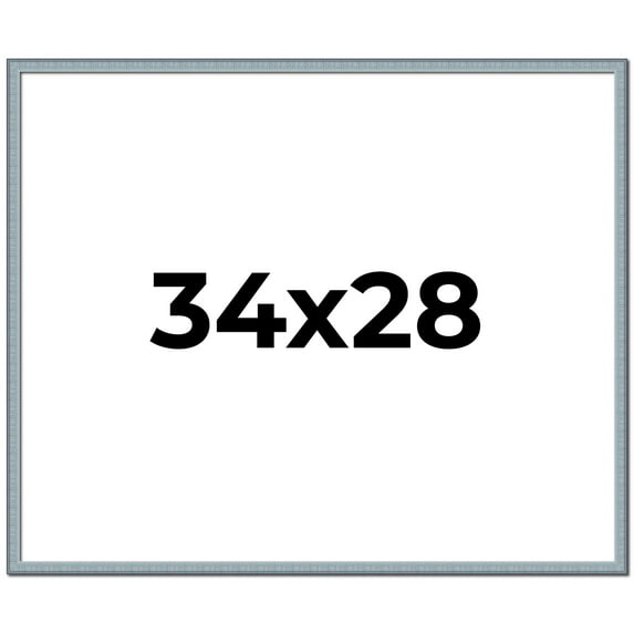 34x28 Frame Blue Scuffed Farm Board Solid Wood Picture Frame Width 0.75 Inches | Interior Depth 0.5