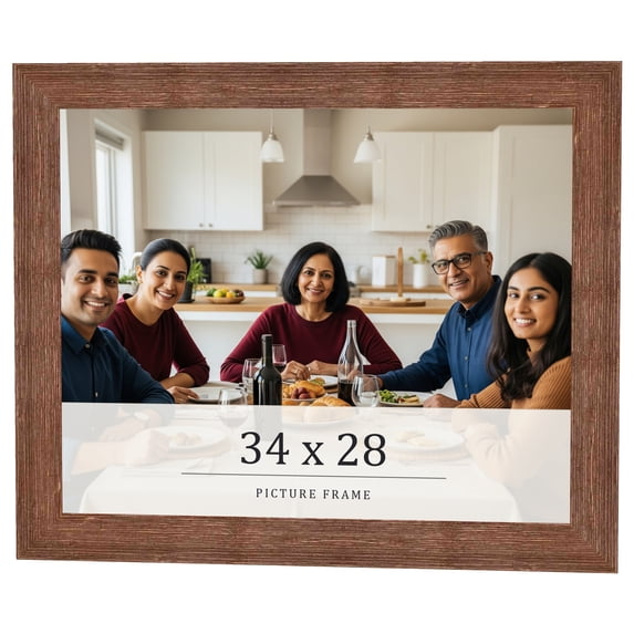 34x28 Frame Brown Farmhouse Solid Wood Picture Frame Width 1.5 Inches | Interior Frame Depth 0.5