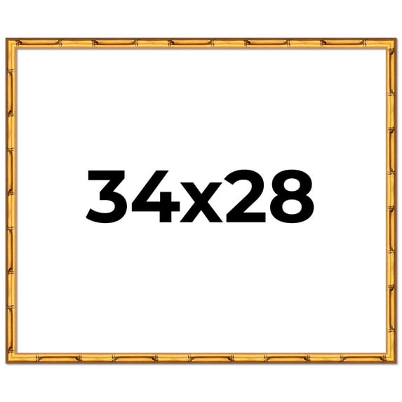 34x28 Frame Gold Bamboo Picture Frame - Complete Modern Photo Frame Includes UV Acrylic Shatter