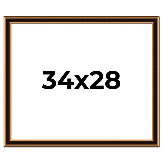 34x28 Frame Gold Brown Plein Air Vintage Solid Wood Picture Frame | 1.75 Inches Moulding Width |